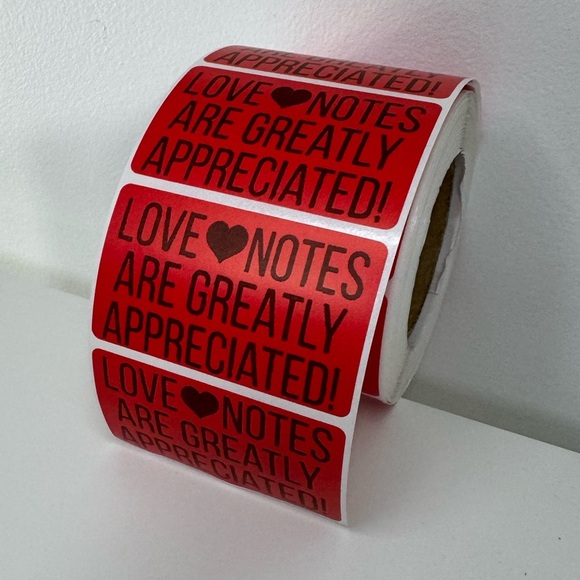 Thank You love notes are greatly appreciated stickers (100 pack) 2" - Picture 2 of 7